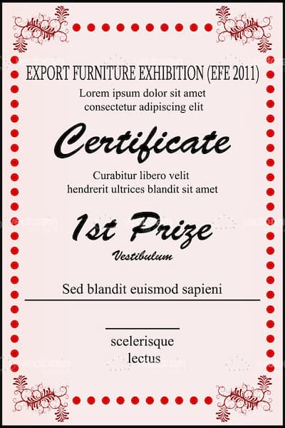 1st Prize Certificate Template With Sample Text Vectorjunky Free